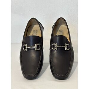 Salvatore Ferragamo Parigi Gancini Brown Leather Driver Shoes Loafers Sz 8.5 EE